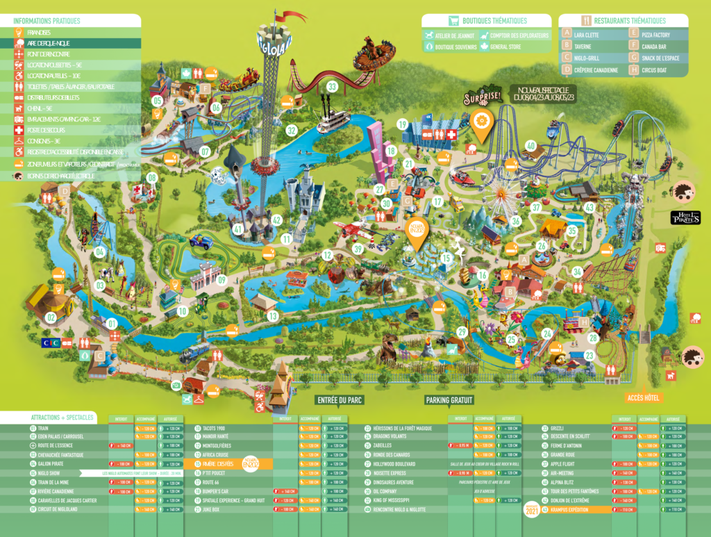 Plan du Parc Nigloland 2023