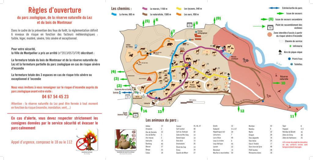 Plan du Zoo de Montpellier