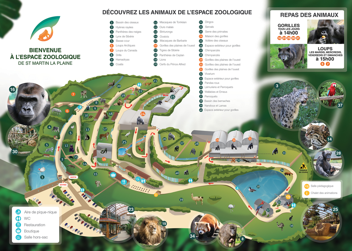 Zoo de Saint-Martin la Plaine -plan du site