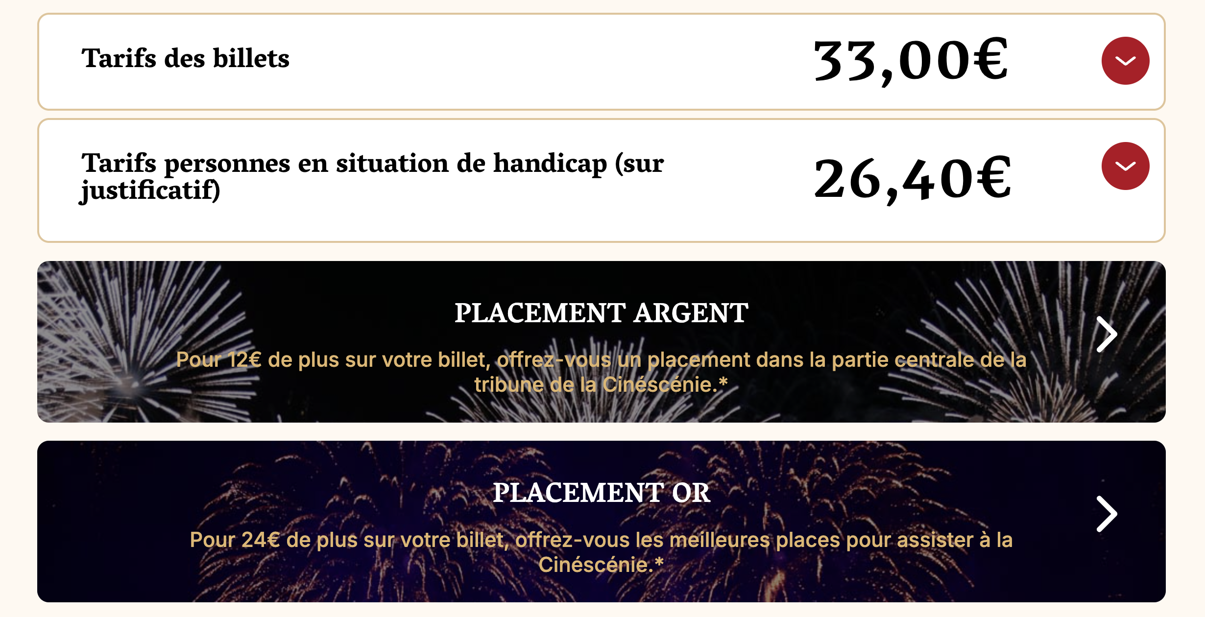 Tarifs Cinéscénie 2026